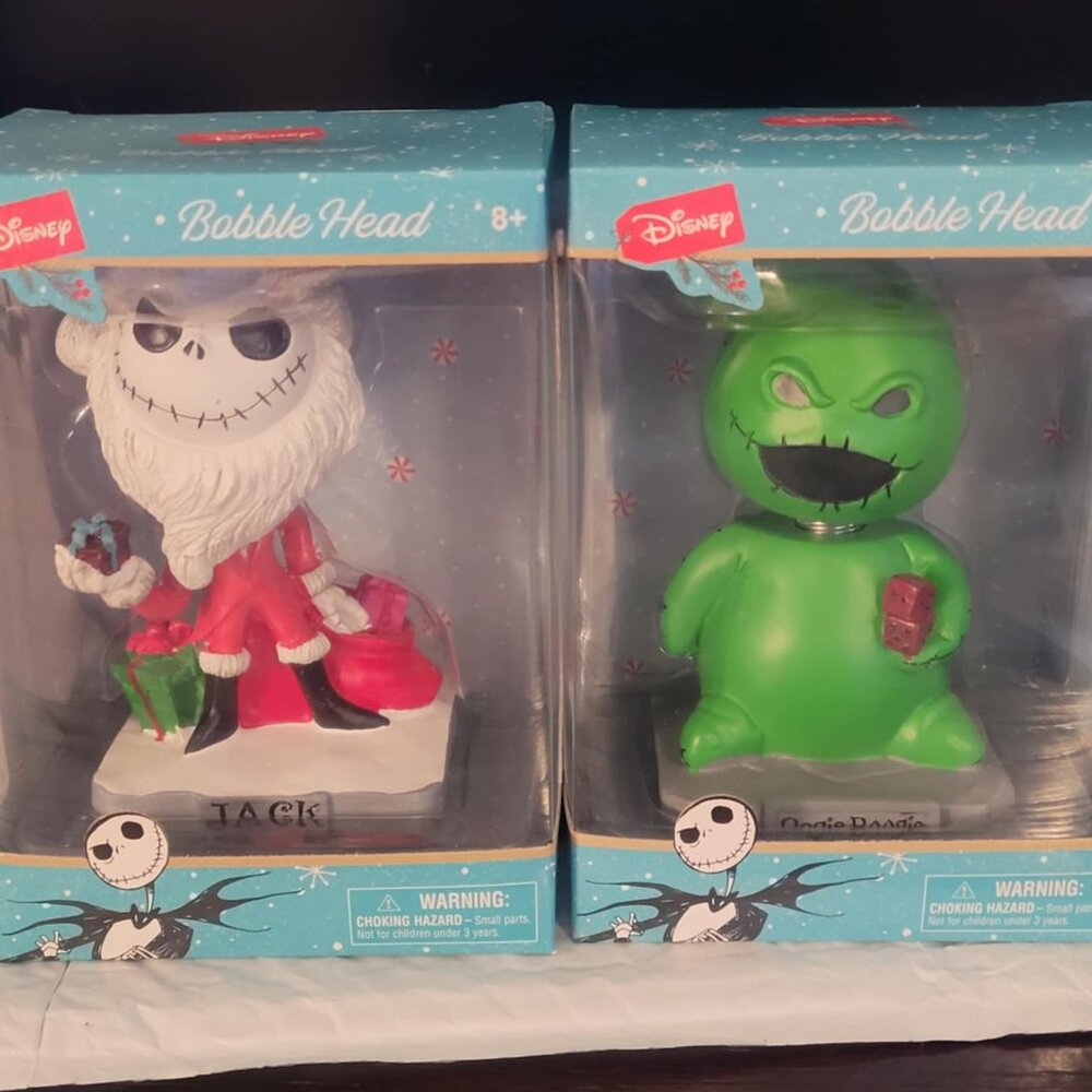 Two NEW Disney's Nightmare Before Christmas Bobble Heads Jack and Oogie Boogie N